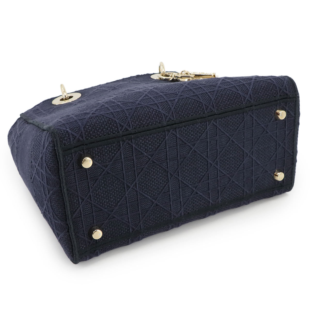 Lady D-Lite Medium Hand Shoulder Bag Canvas Navy