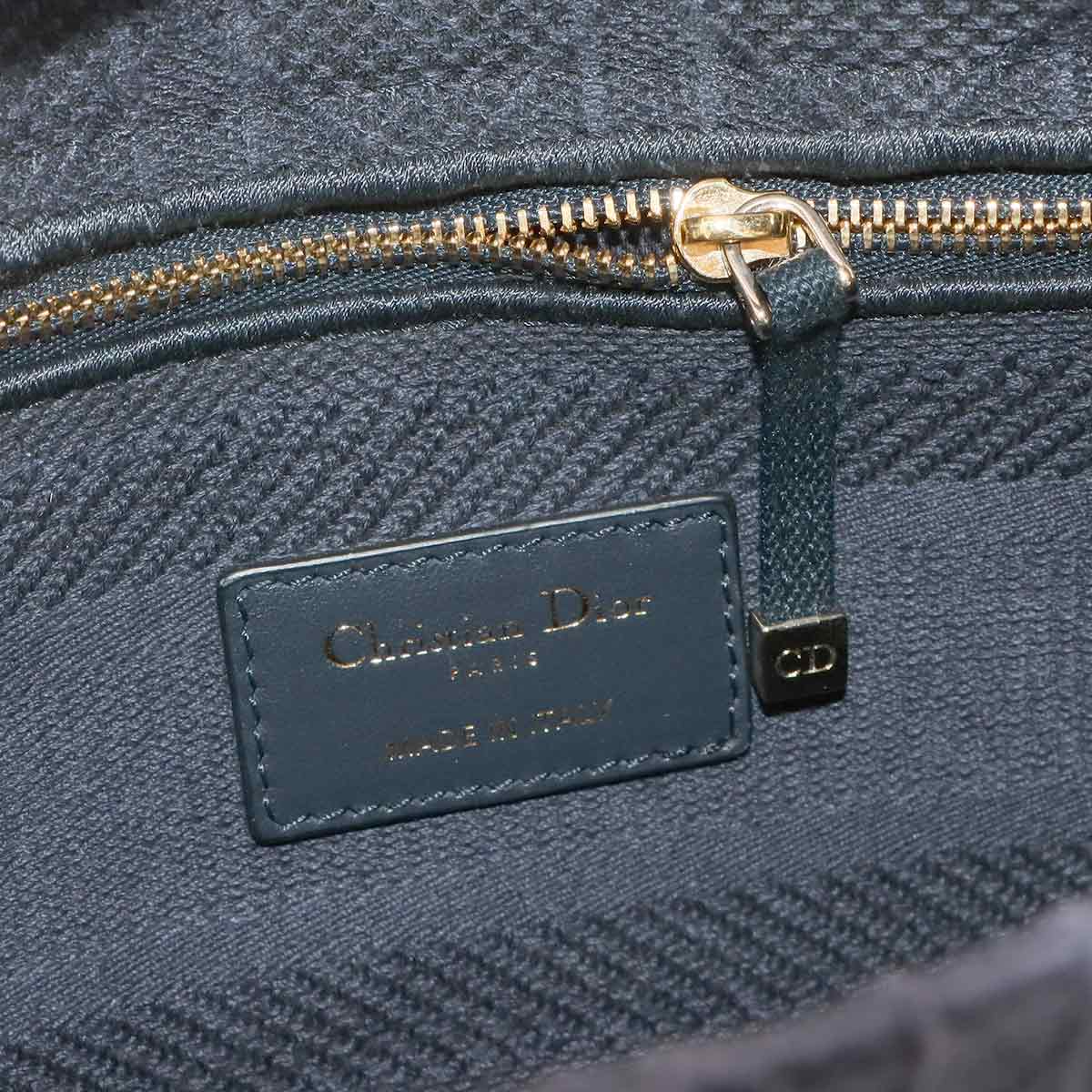 Lady D-Lite Medium Hand Shoulder Bag Canvas Navy