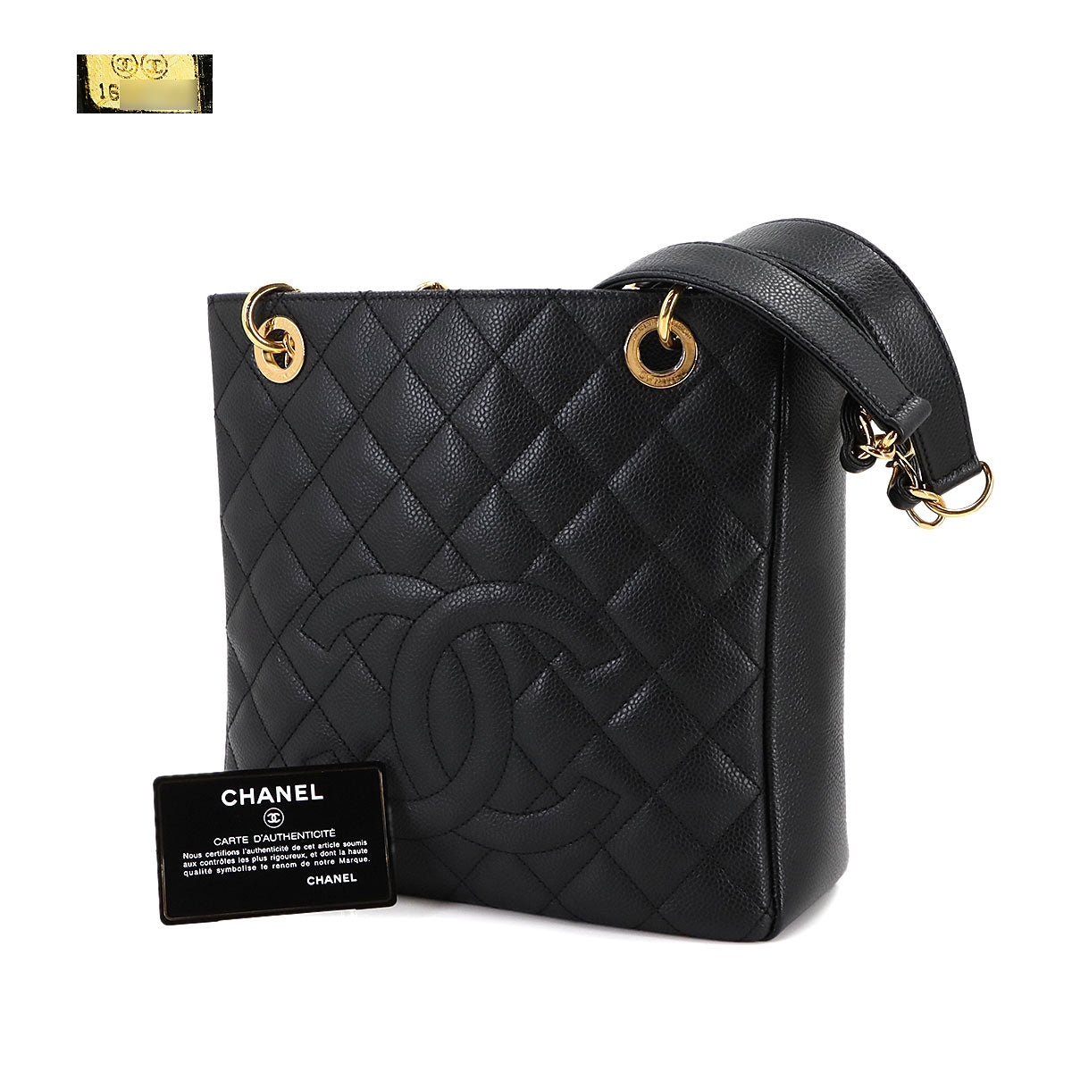 Matelasse PST Chain Tote Bag Leather Black A20994