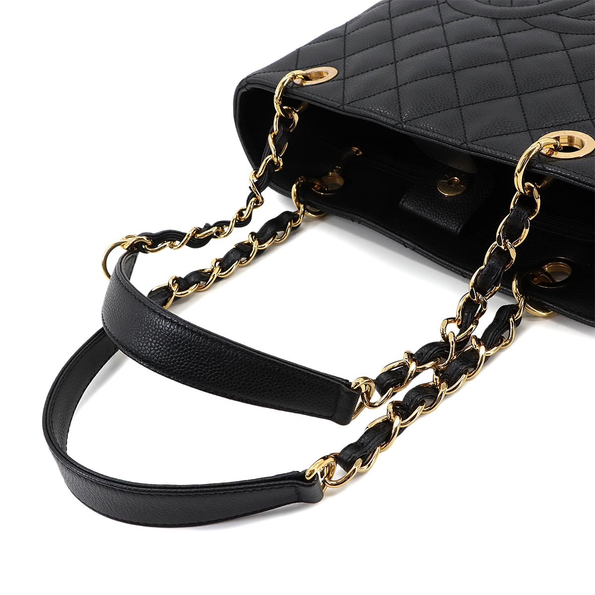 Matelasse PST Chain Tote Bag Leather Black A20994