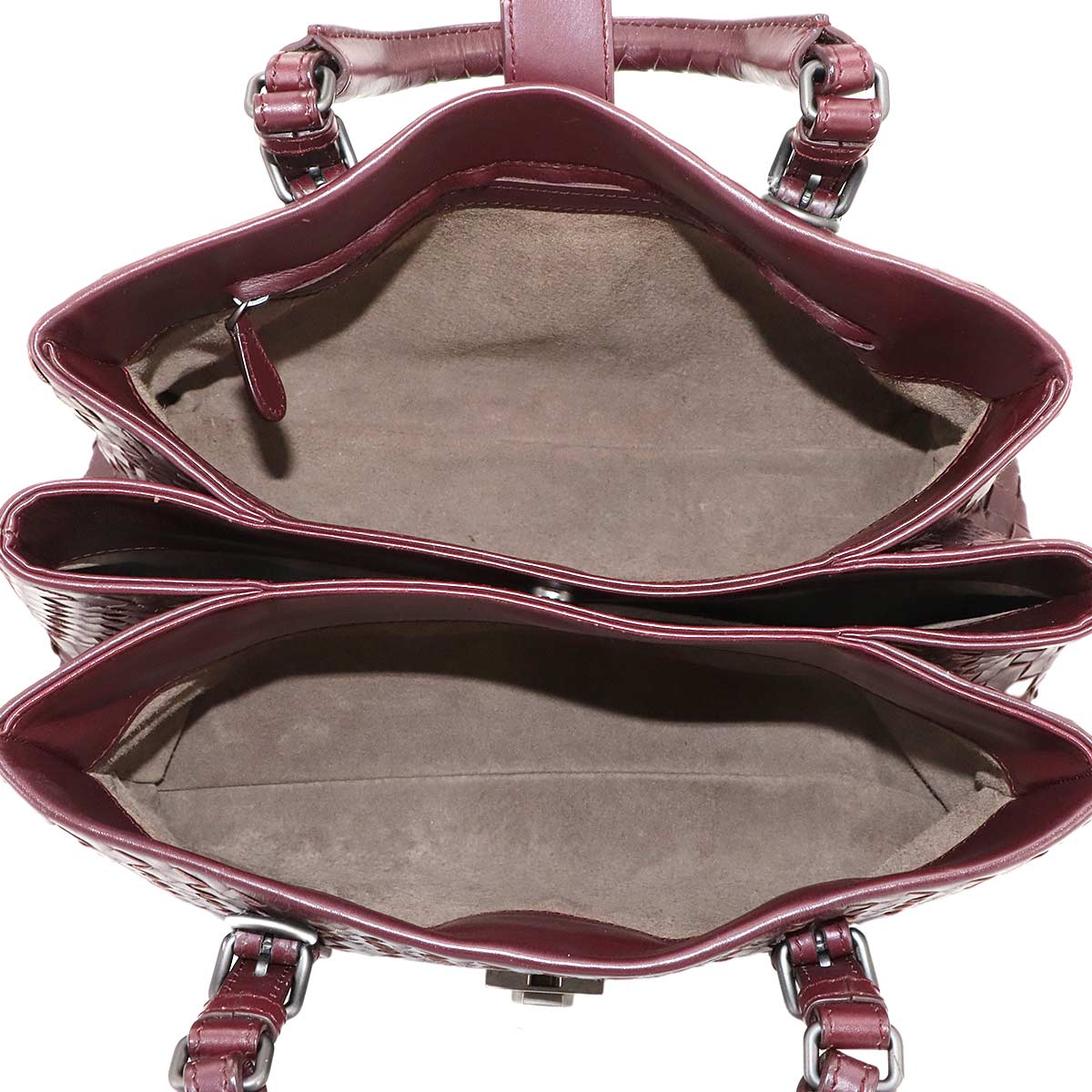 Intrecciato Hand Shoulder Bag Lether Bordeaux