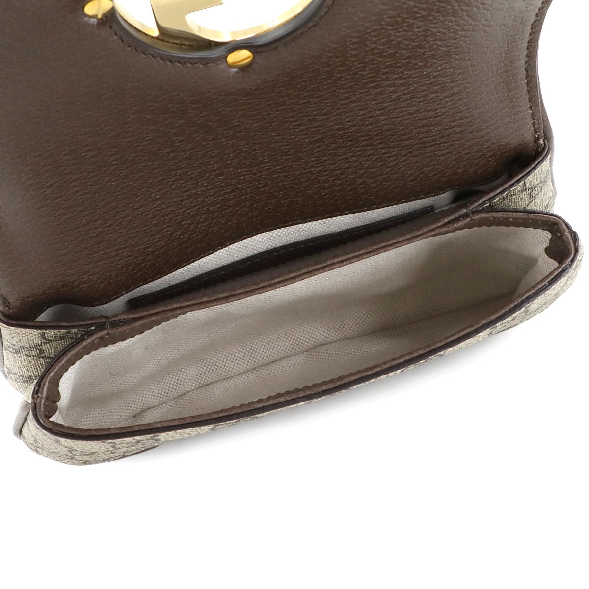 Blondie GG Supreme Belt Bag Leather Beige Brown 703807 Purse