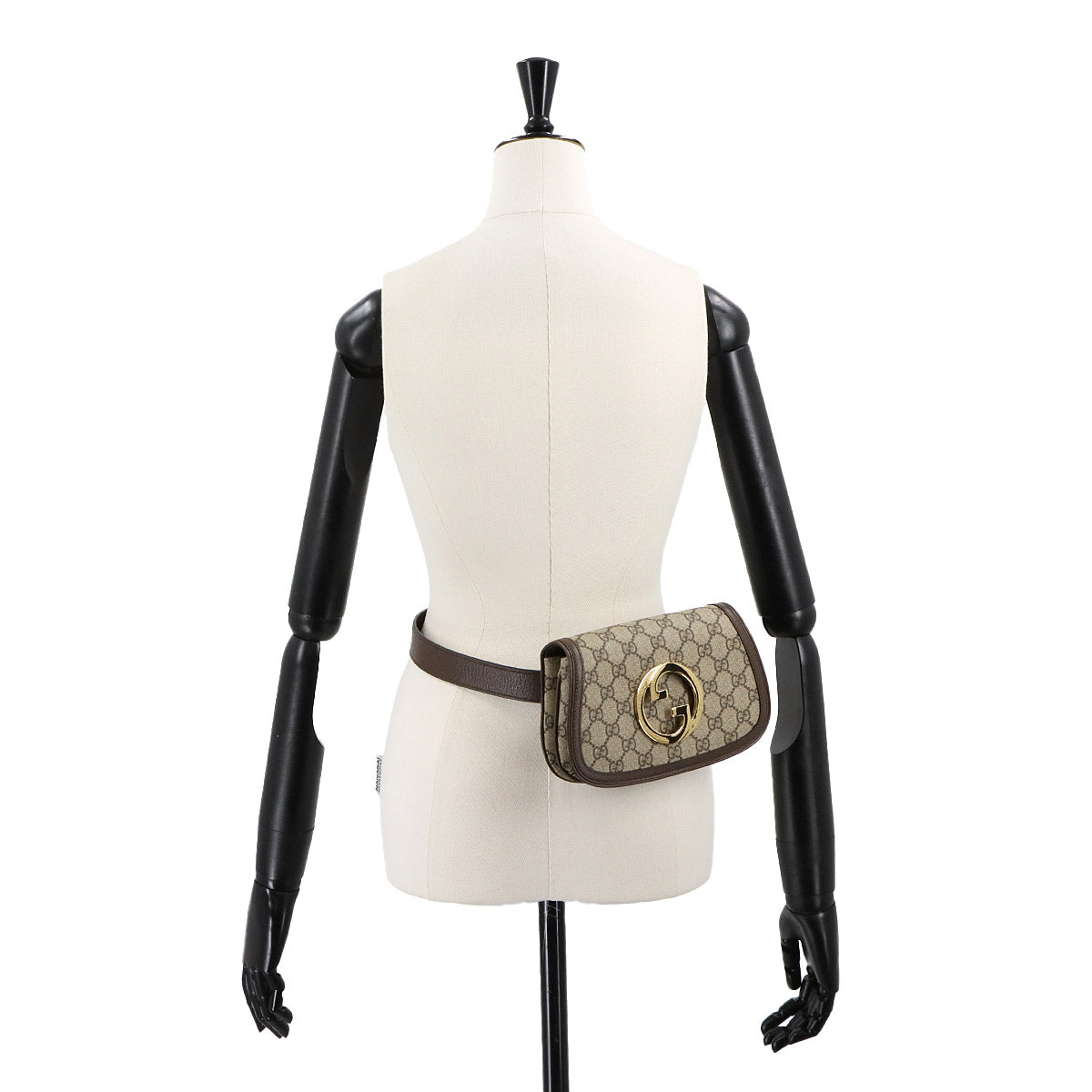 Blondie GG Supreme Belt Bag Leather Beige Brown 703807 Purse