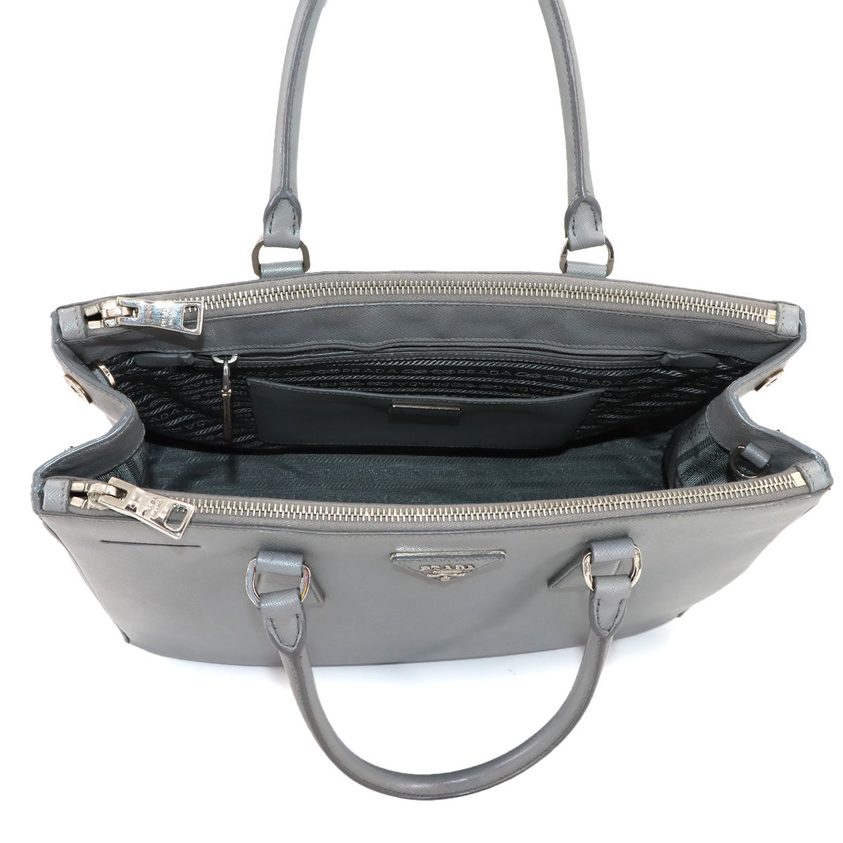 Galleria Large Hand Shoulder Bag Saffiano Leather Gray 1BA274
