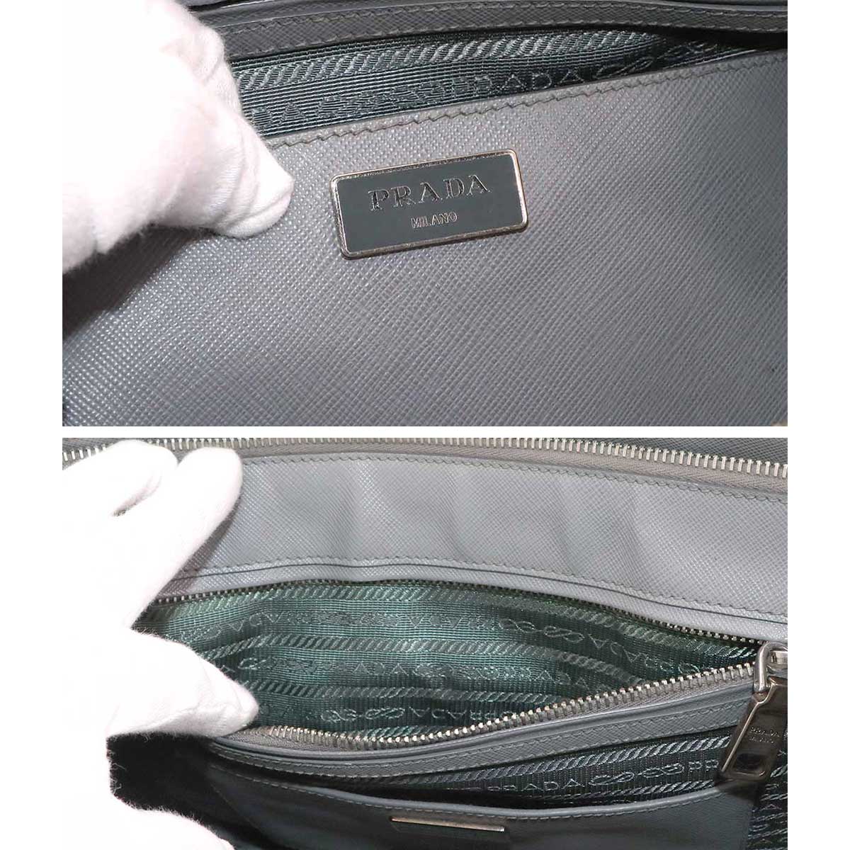 Galleria Large Hand Shoulder Bag Saffiano Leather Gray 1BA274