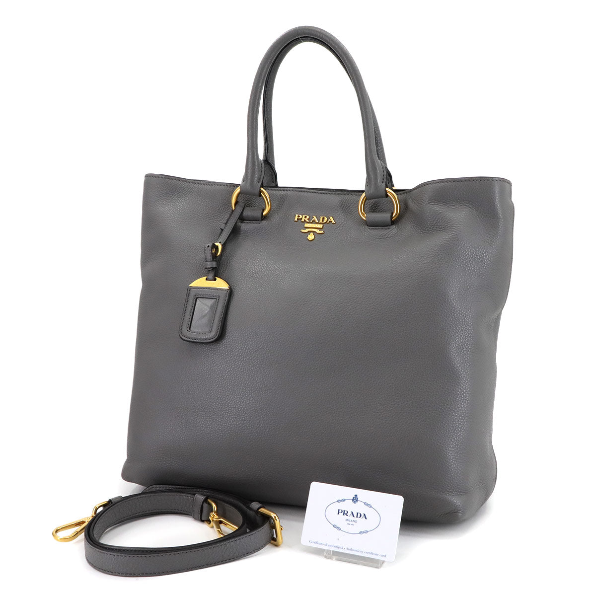 2way Tote Shoulder Bag Leather Marmo Gray 1BG865 Purse