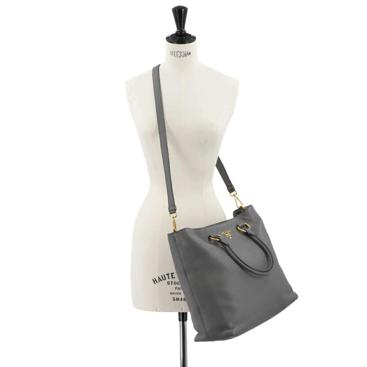 2way Tote Shoulder Bag Leather Marmo Gray 1BG865 Purse