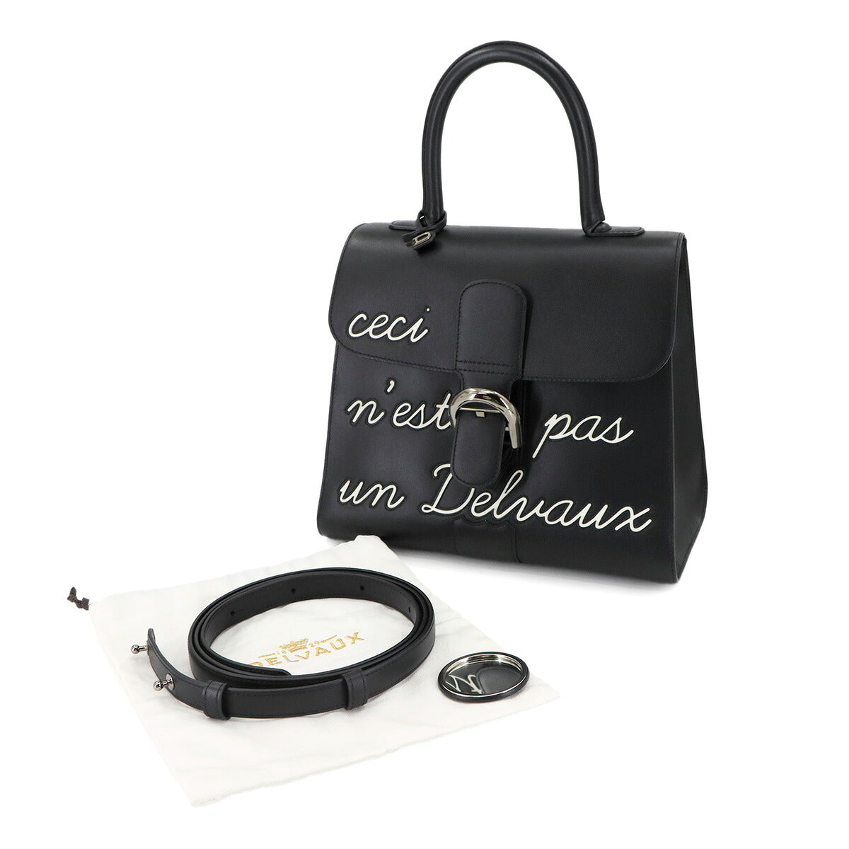 Brillant L'Humour MM Hand Shoulder Bag Leather Black White