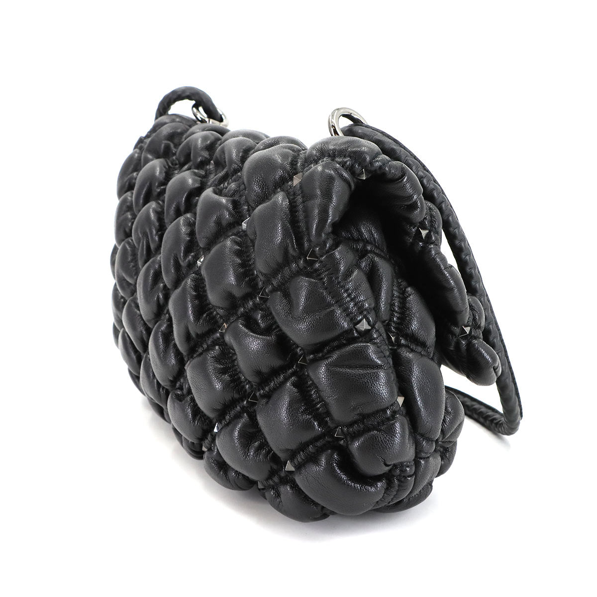 Rock Studs Spikeme Shoulder Bag Leather Black