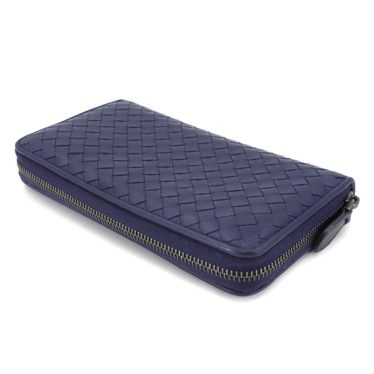 Intrecciato Zipped Around Wallet Leather Blue