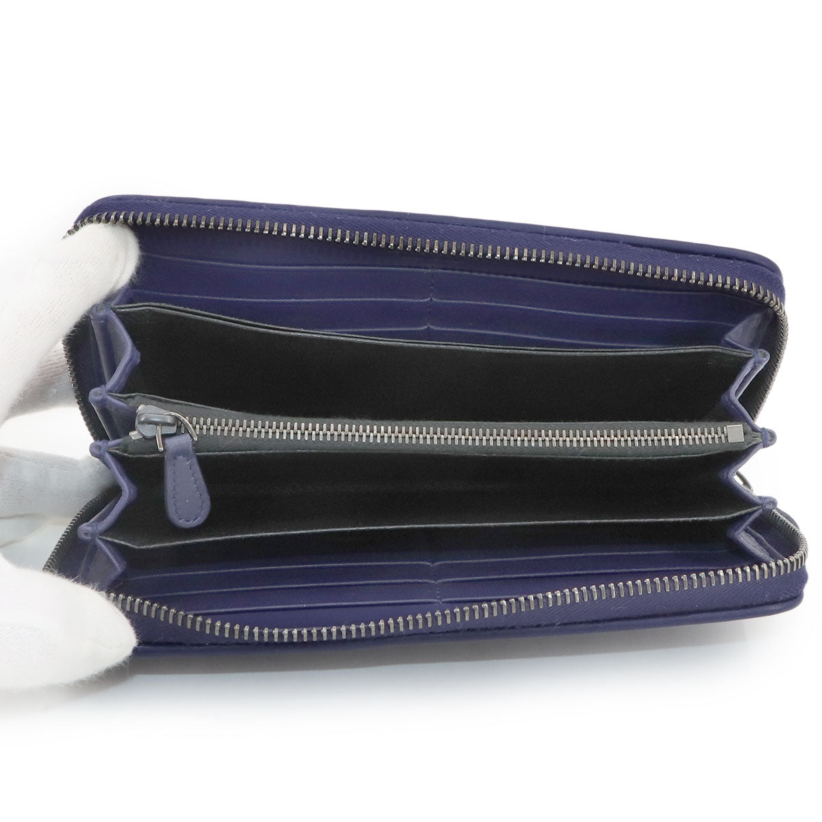 Intrecciato Zipped Around Wallet Leather Blue