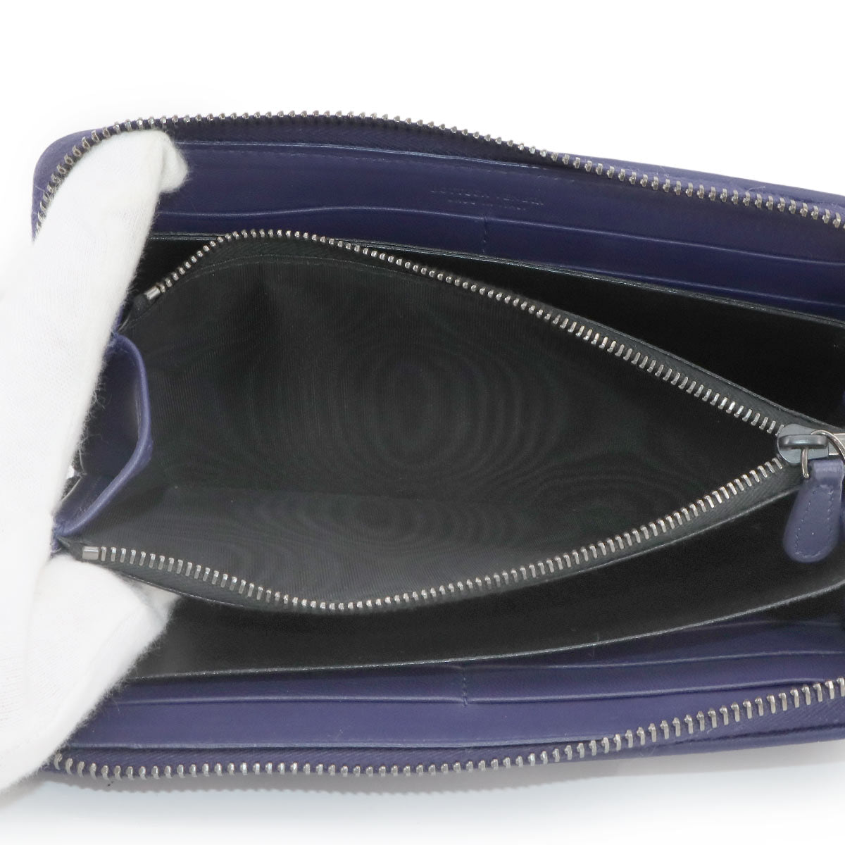 Intrecciato Zipped Around Wallet Leather Blue