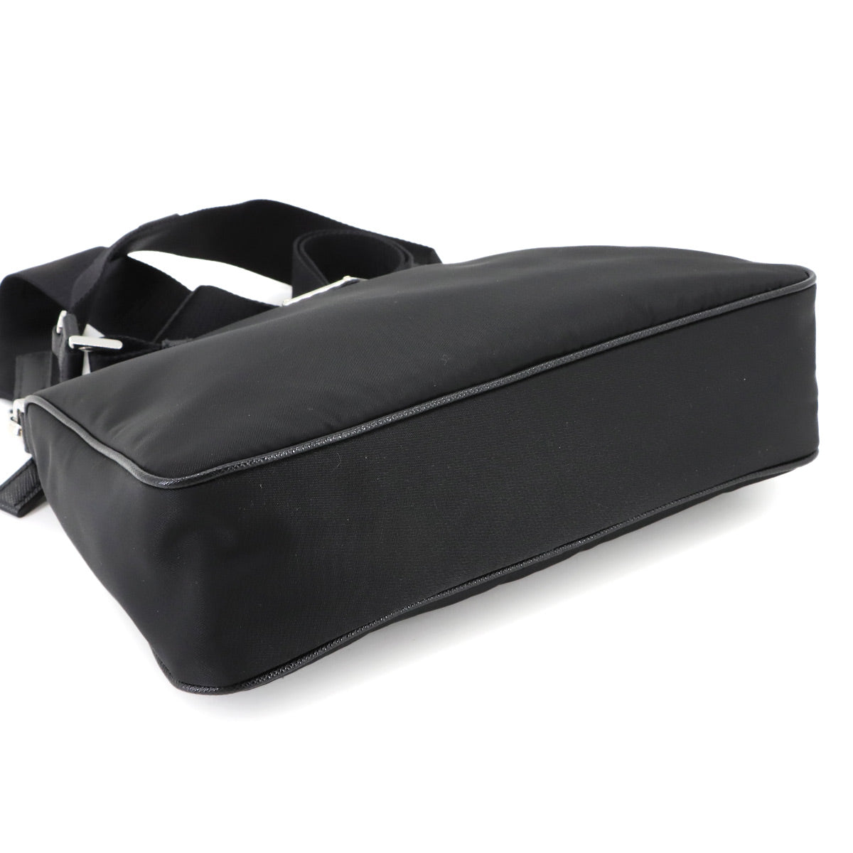 Shoulder Bag Nylon Saffiano Leather Black 2VH113 Purse