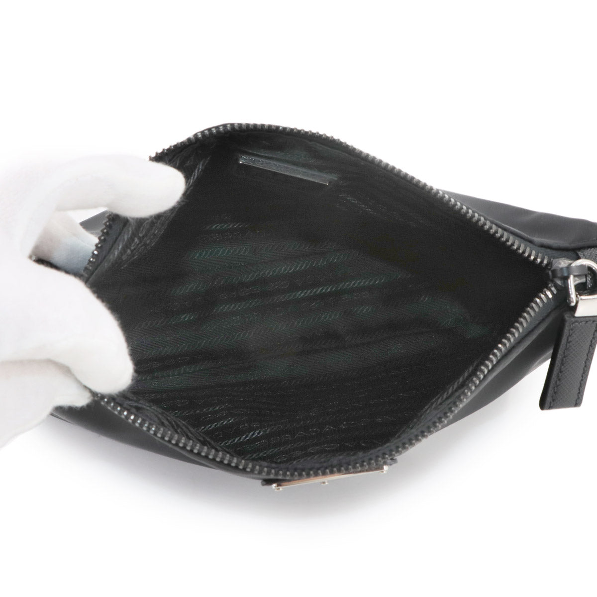 Shoulder Bag Nylon Saffiano Leather Black 2VH113 Purse