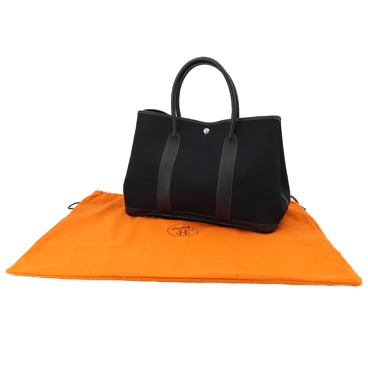 Garden Party PM Tote Bag Toile Officier Leather Black