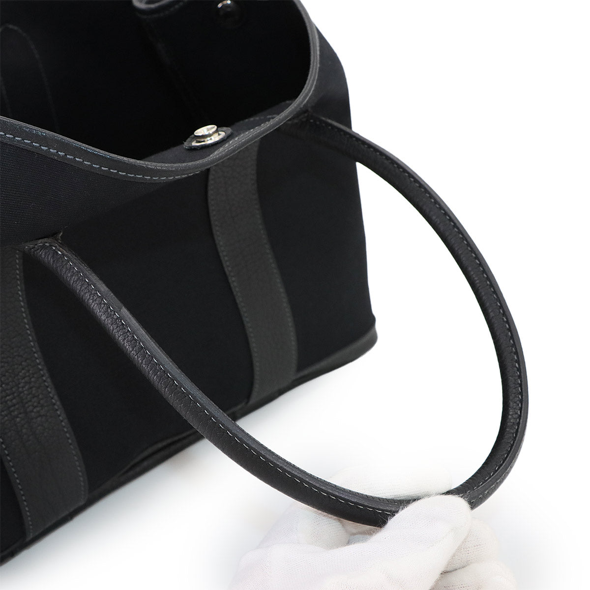 Garden Party PM Tote Bag Toile Officier Leather Black