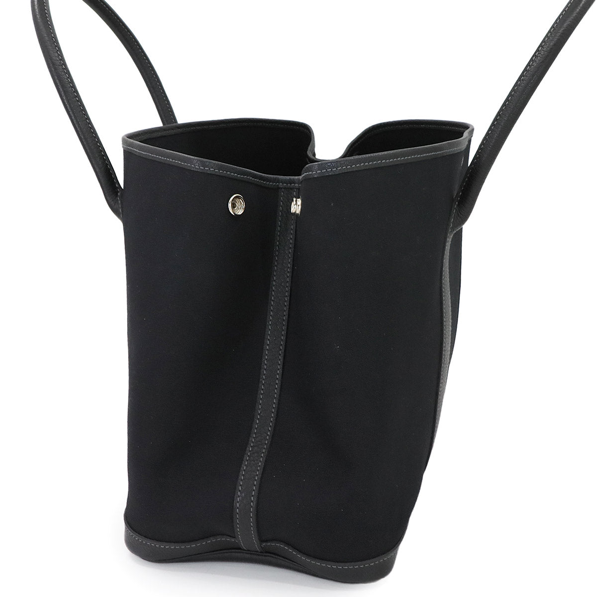 Garden Party PM Tote Bag Toile Officier Leather Black