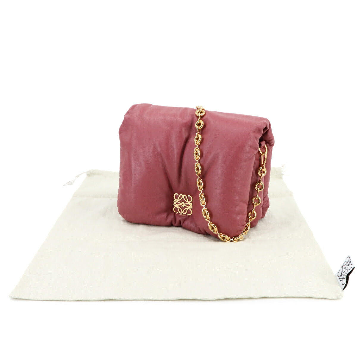 Puffer Goya Chain Shoulder Bag Leather Pink A40P41X01 Purse