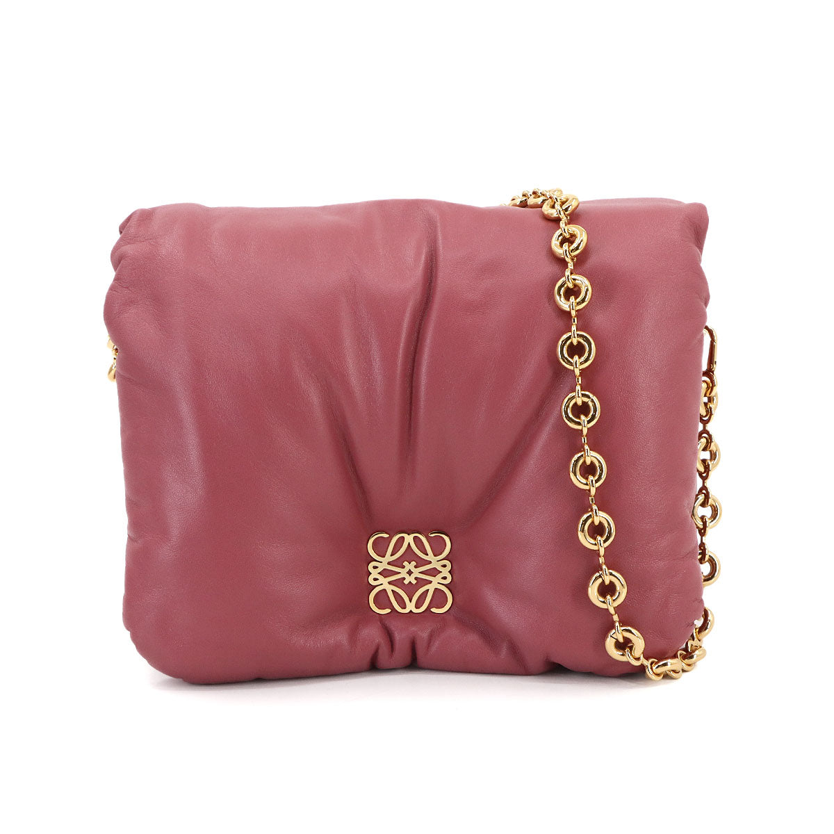 Puffer Goya Chain Shoulder Bag Leather Pink A40P41X01 Purse
