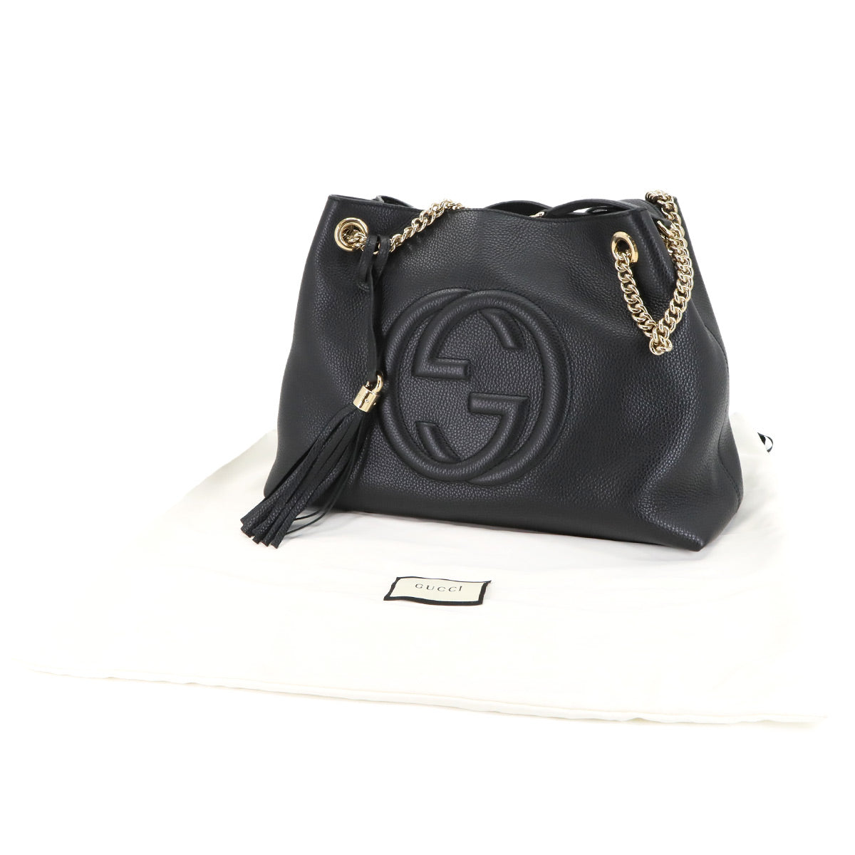 Interlocking G Soho Chain Tote Bag Leather Black 536196 Purse