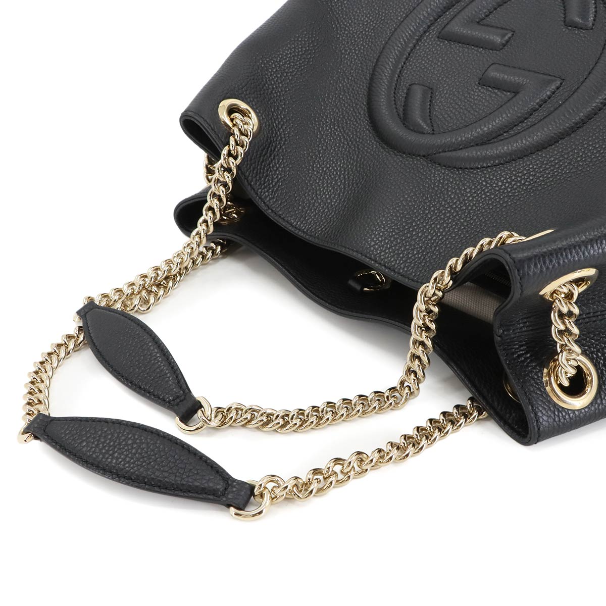 Interlocking G Soho Chain Tote Bag Leather Black 536196 Purse