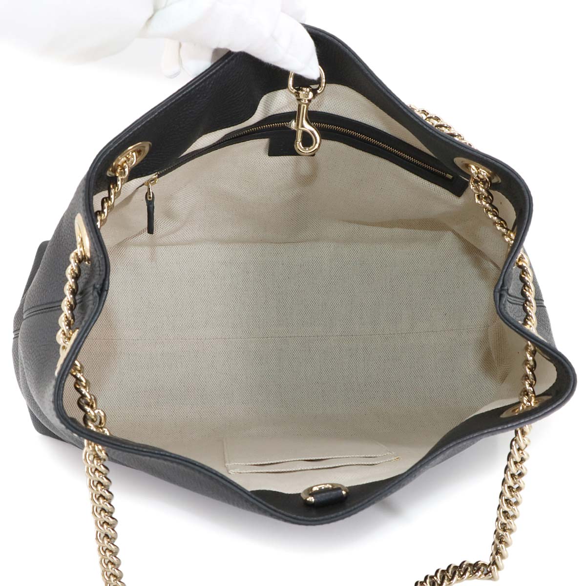 Interlocking G Soho Chain Tote Bag Leather Black 536196 Purse