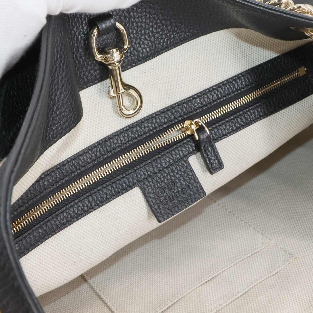 Interlocking G Soho Chain Tote Bag Leather Black 536196 Purse