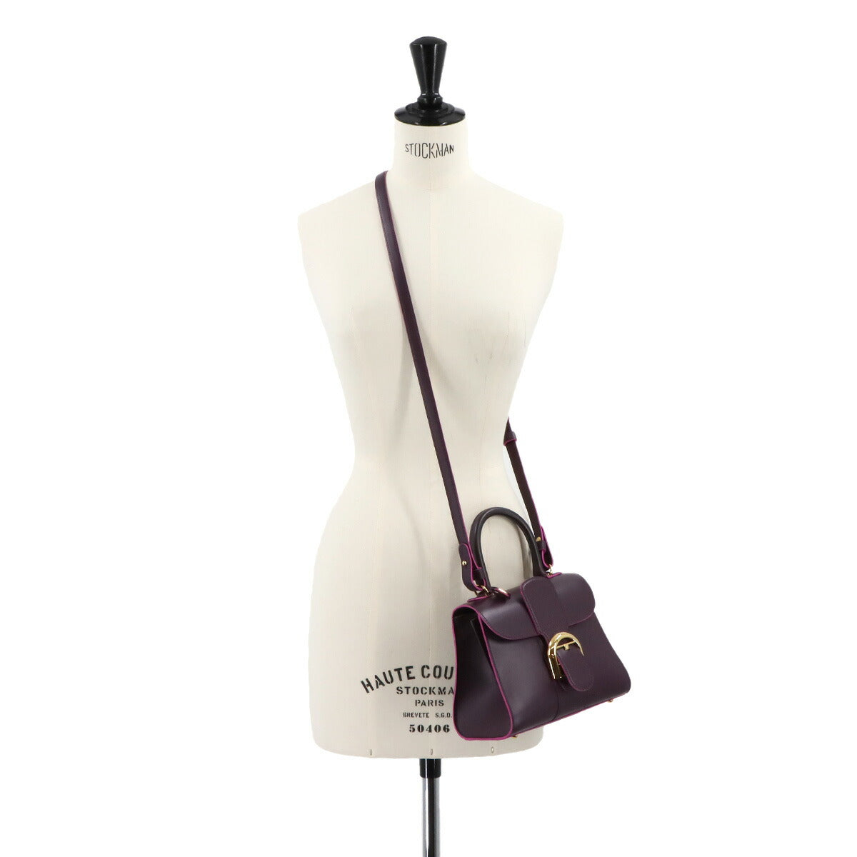 Brillant Mini Hand Shoulder Bag Leather Purple Heart Charm