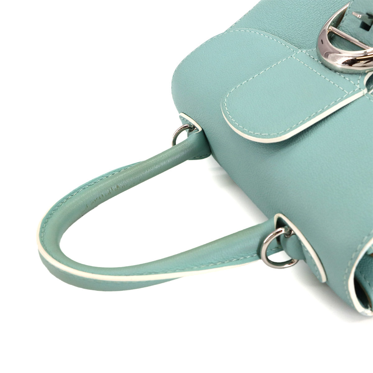 Brillant Mini 2way Hand Shoulder Bag Leather Blue Purse