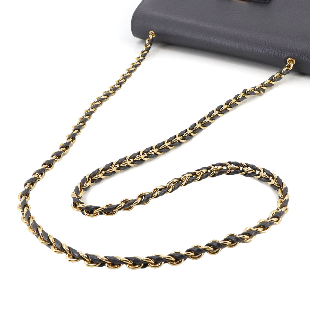 Chain Shoulder Bag Leather Gray 21E480 Purse