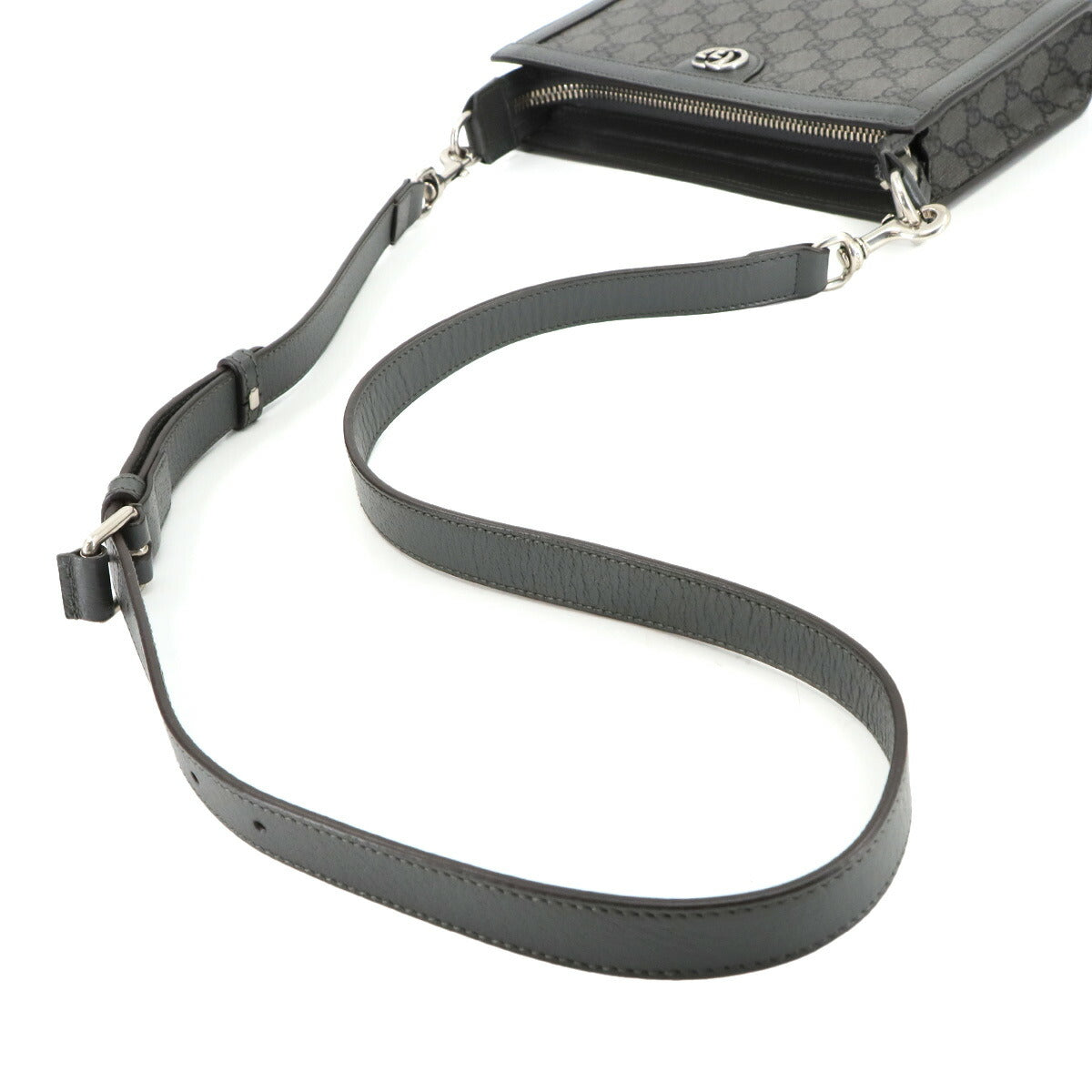 Ophidia Small Shoulder Bag GG Supreme Leather Gray 795467