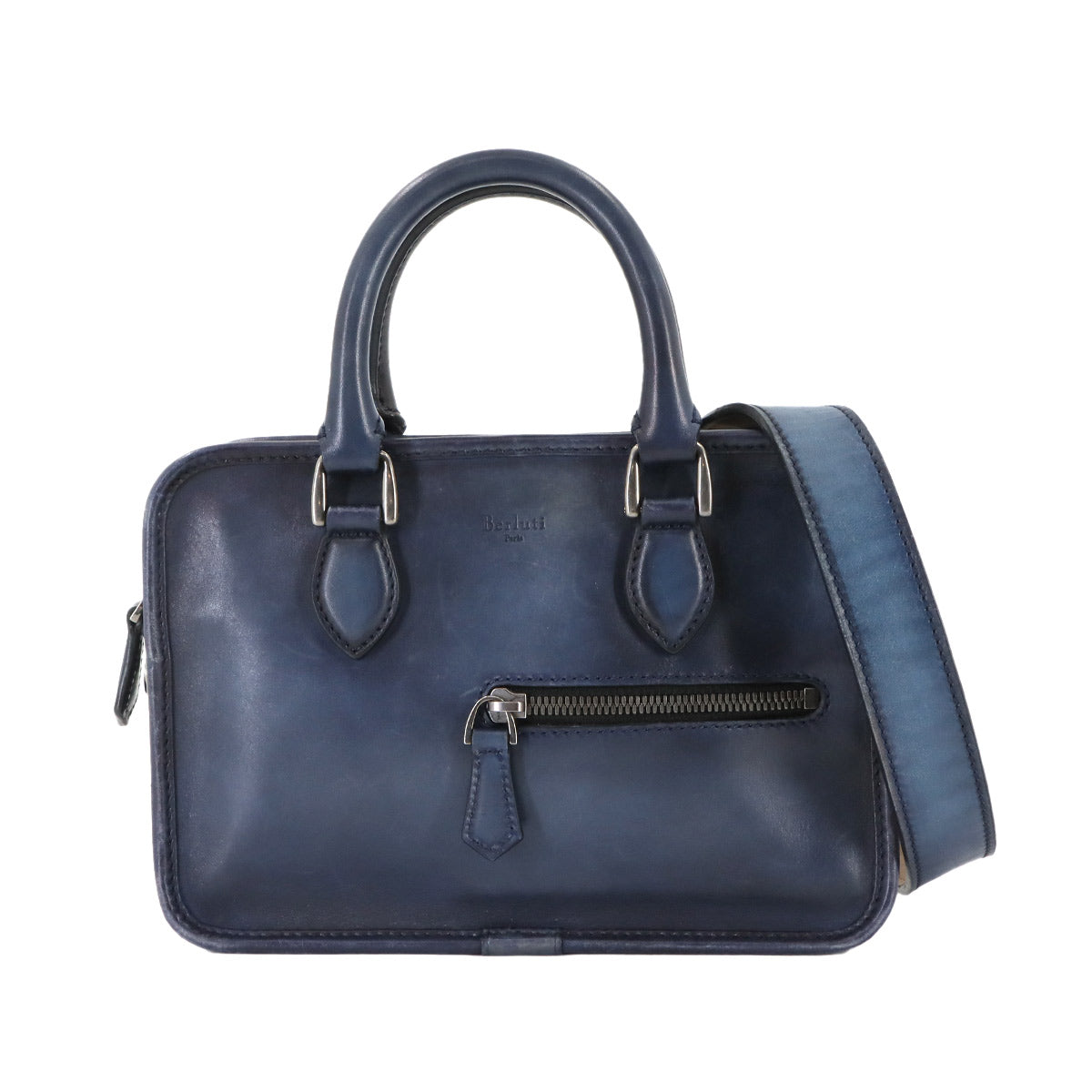 Unjour Gulliver 2way Hand Bag Venezia Leather Navy Purse