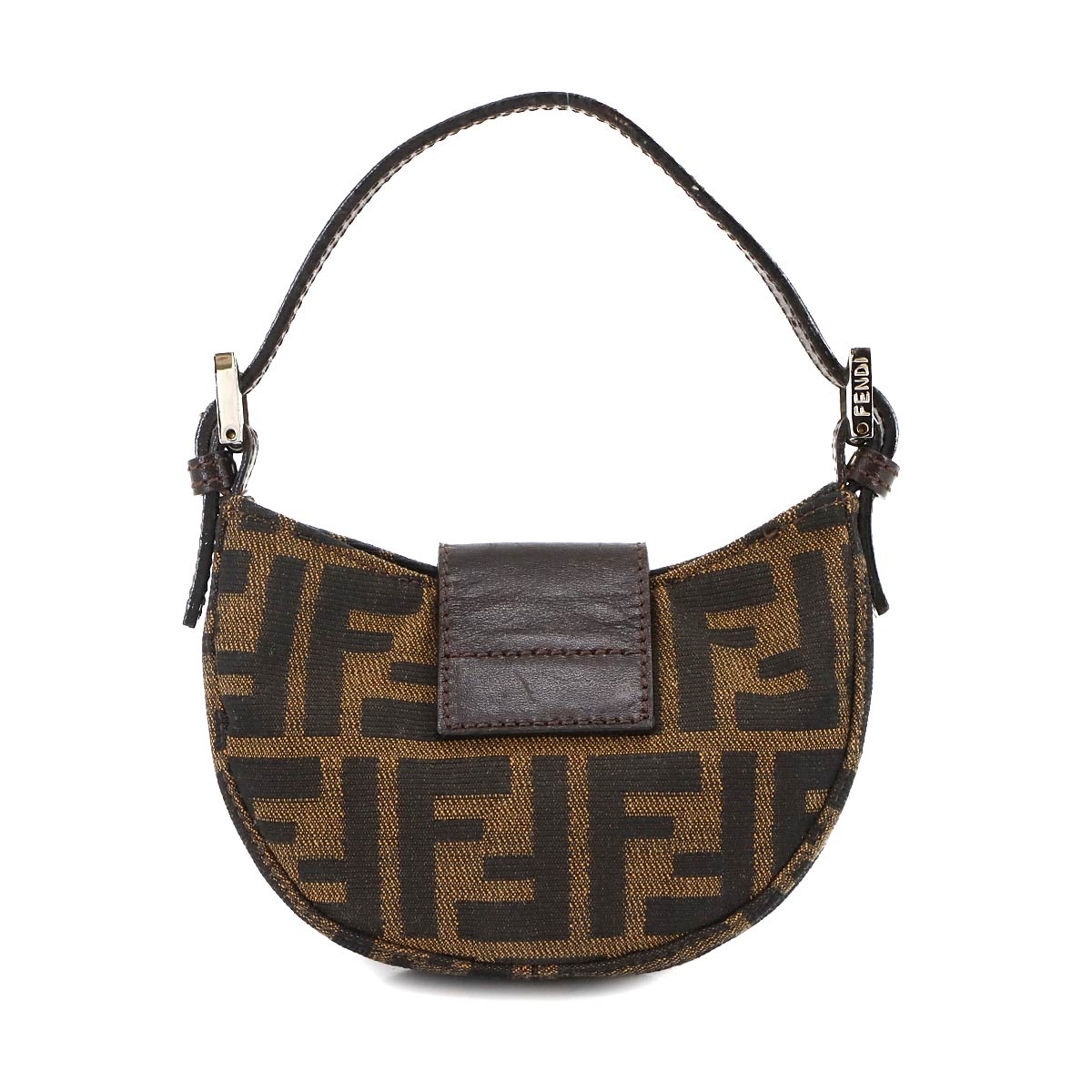 Zucca Mini Croissant Bag Pouch Canvas Leather Brown Vintage