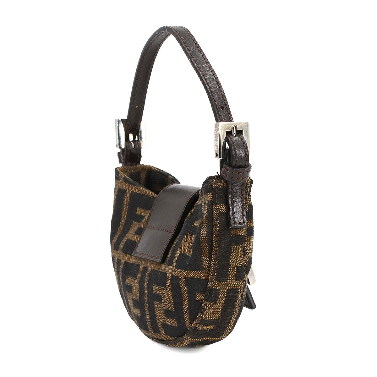 Zucca Mini Croissant Bag Pouch Canvas Leather Brown Vintage