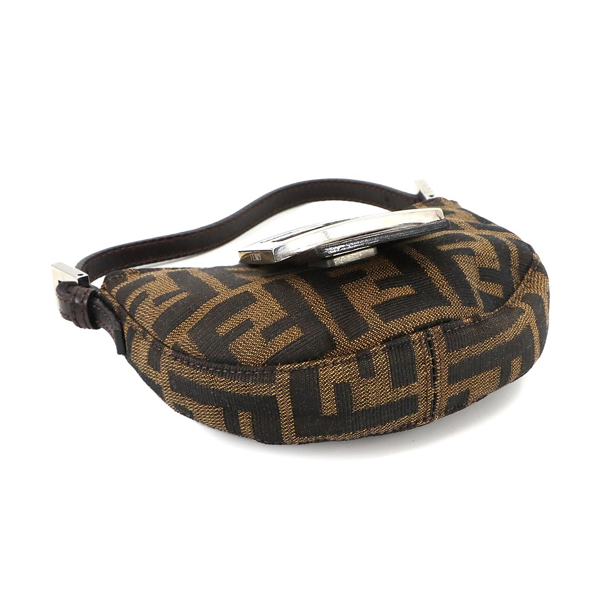 Zucca Mini Croissant Bag Pouch Canvas Leather Brown Vintage