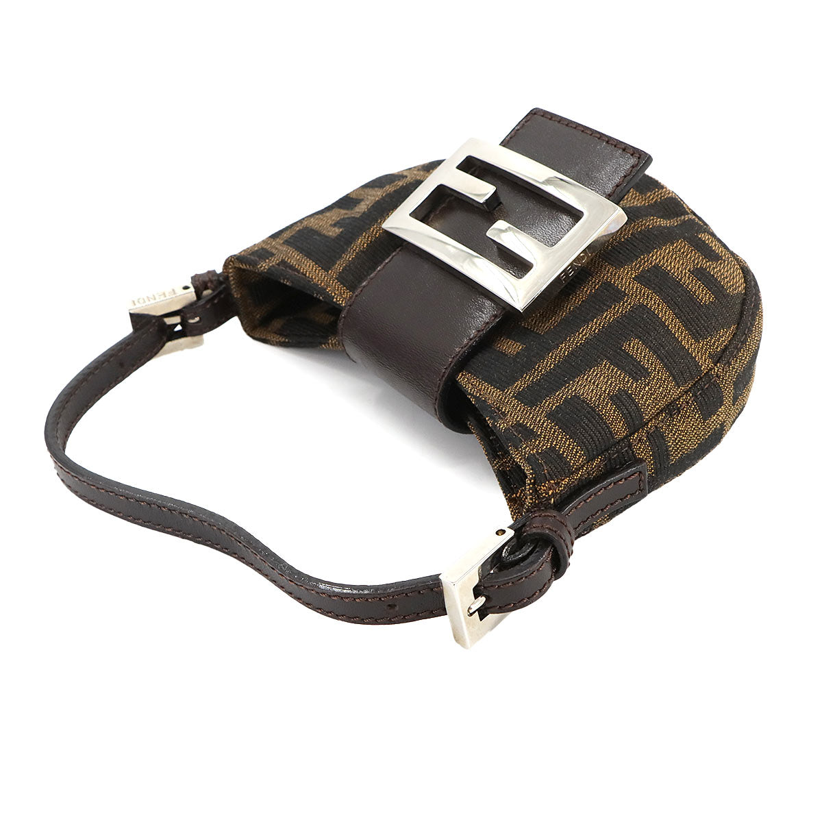 Zucca Mini Croissant Bag Pouch Canvas Leather Brown Vintage