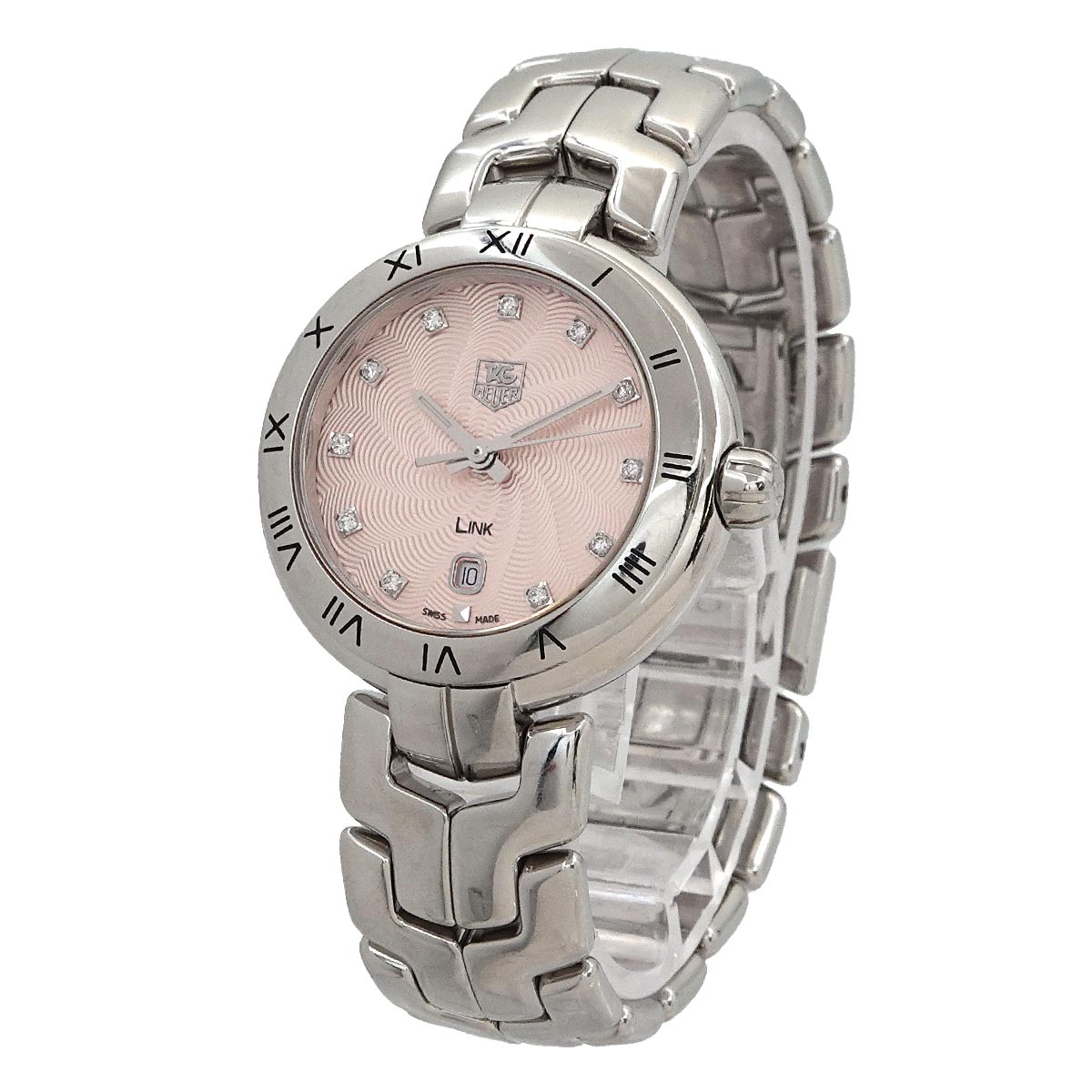 Link WAT1415 11P Diamond Quartz Pink Dial Ladies Watch