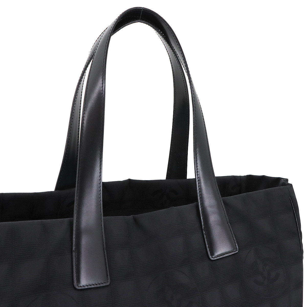 New Travel Line Tote MM Bag Nylon Jacquard Leather Black A15991