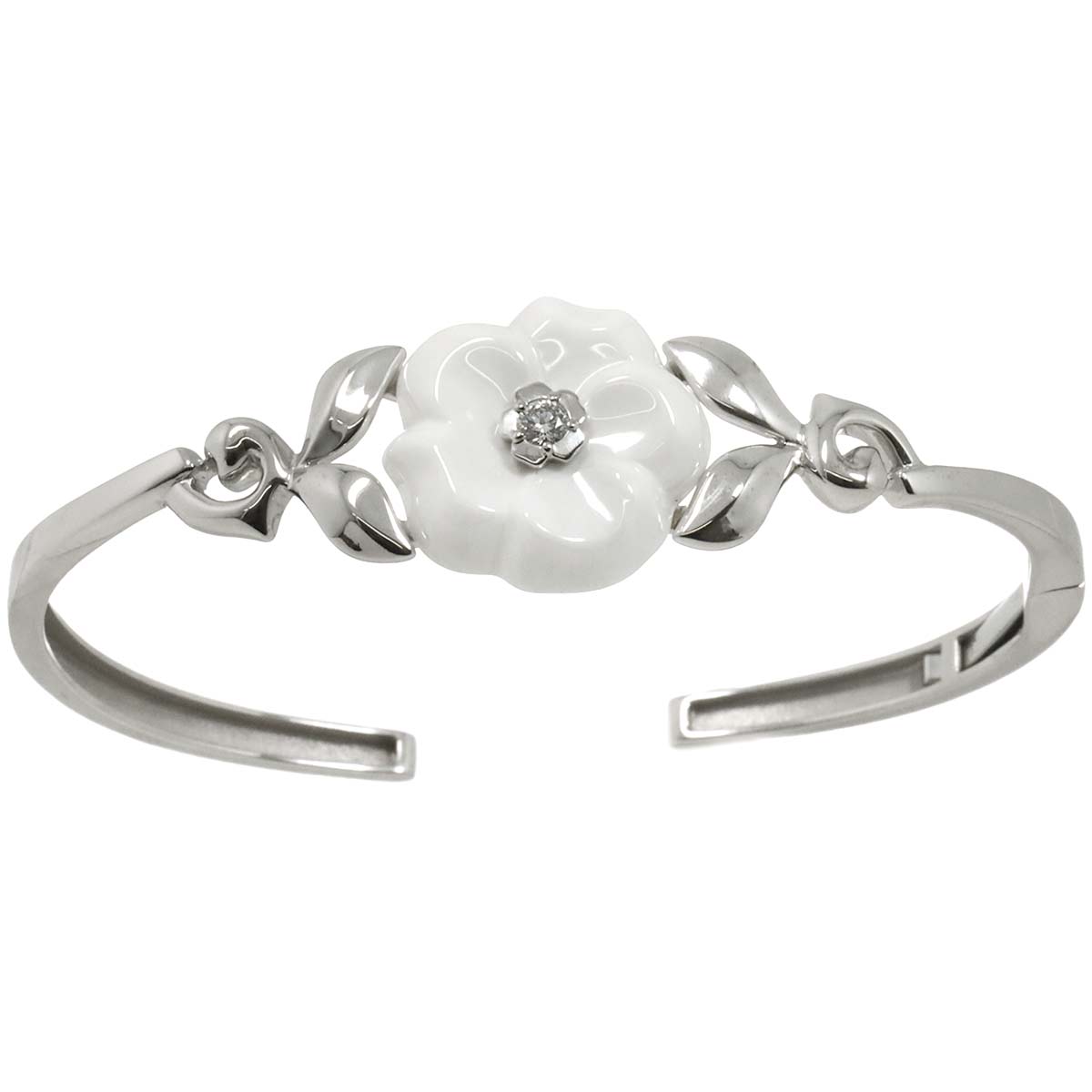 Camellia Diamond Ceramic Bracelet 18K White Gold 750