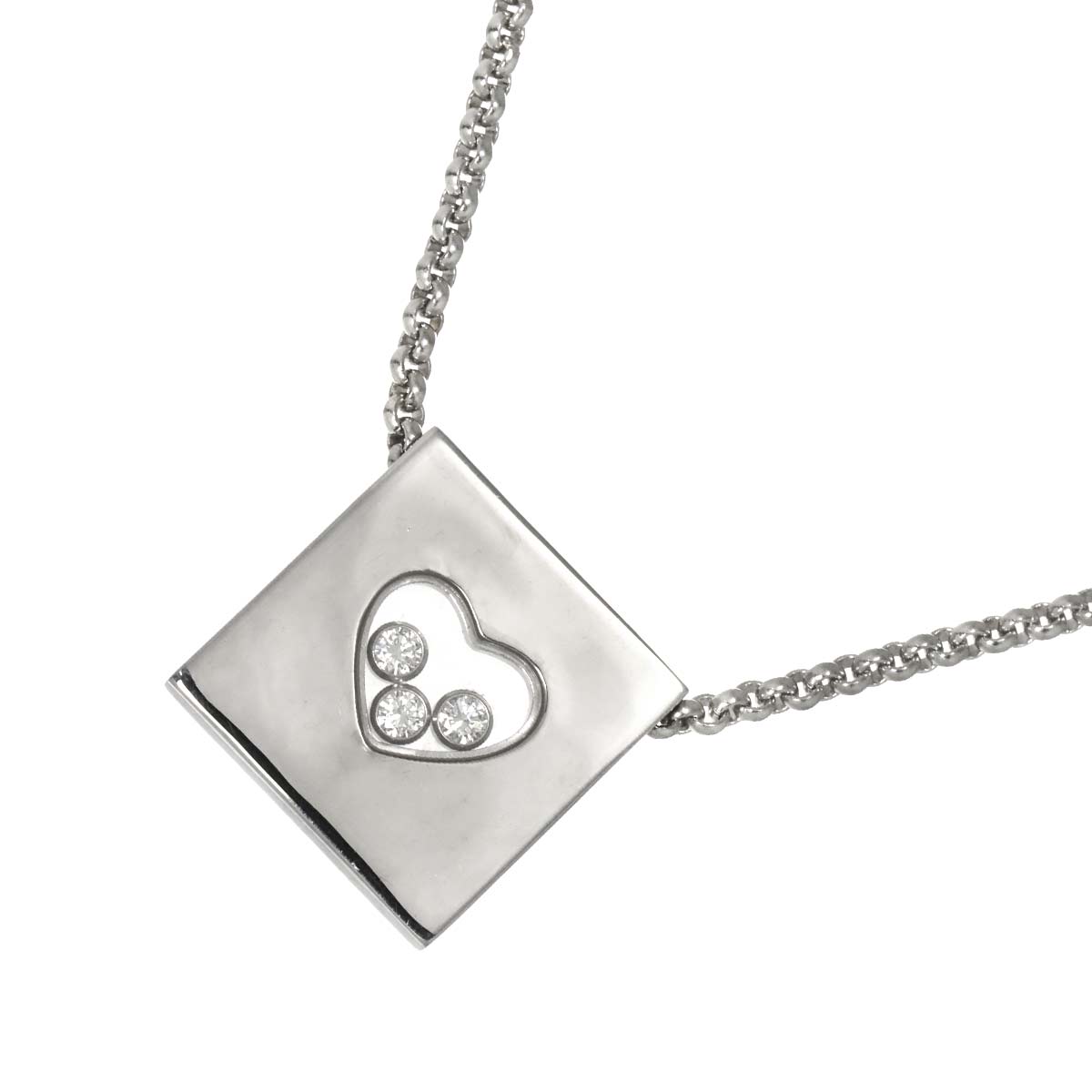 Happy Diamond Heart Necklace 18K White Gold 750