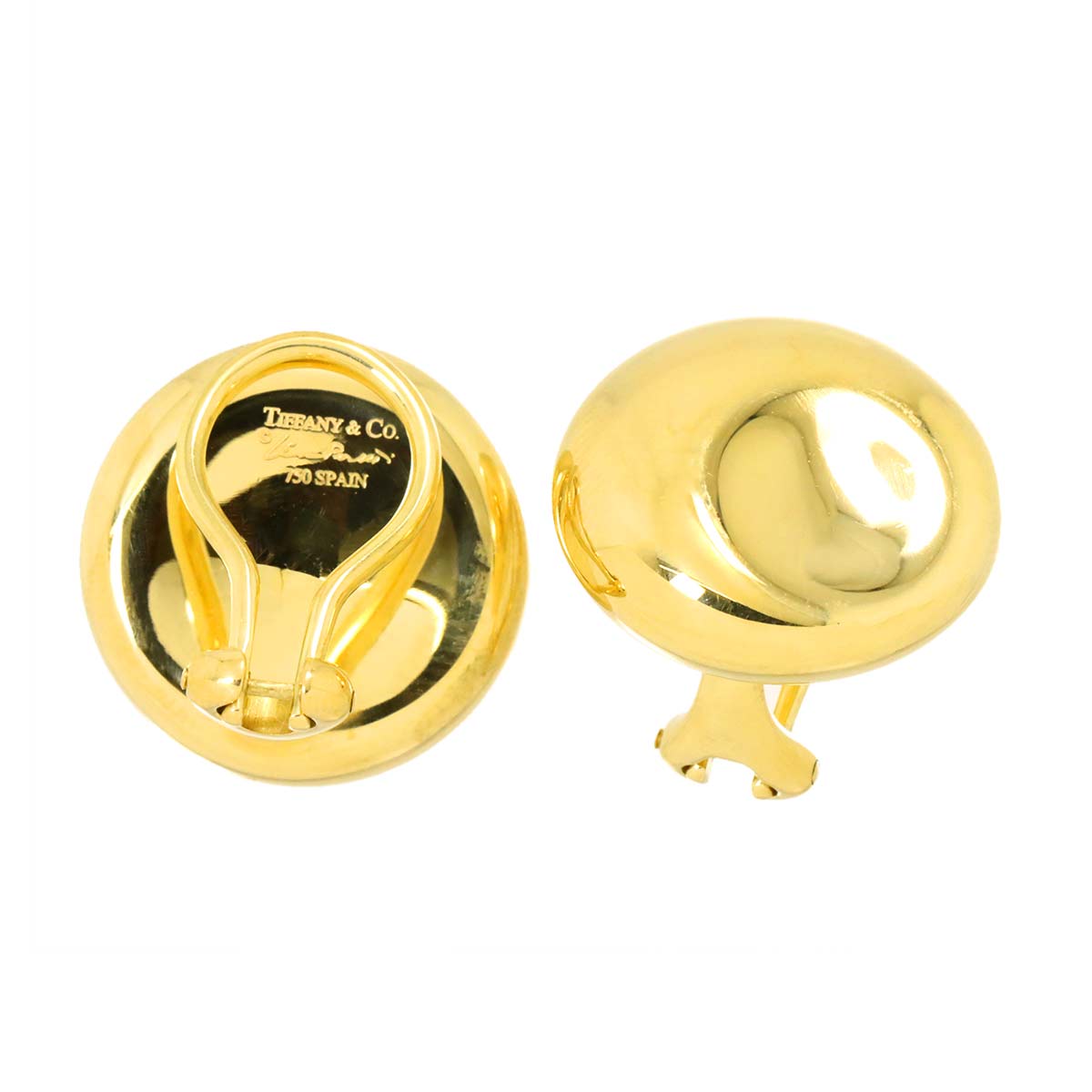 Bean Earrings Clip on 18K Yellow Gold 750