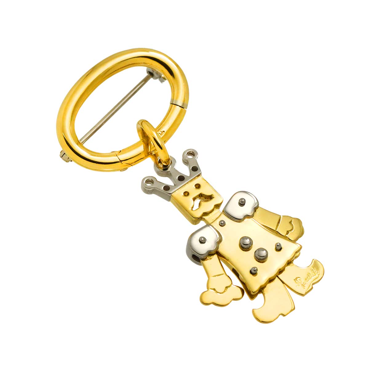 King motif Brooch 18K YG WG 750