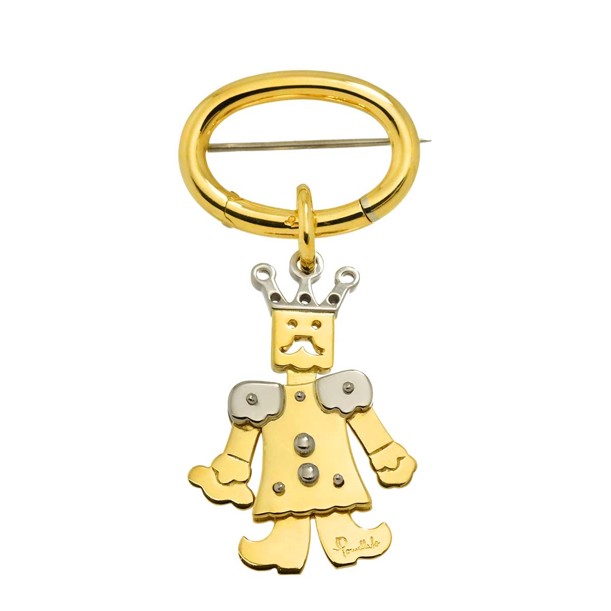 King motif Brooch 18K YG WG 750