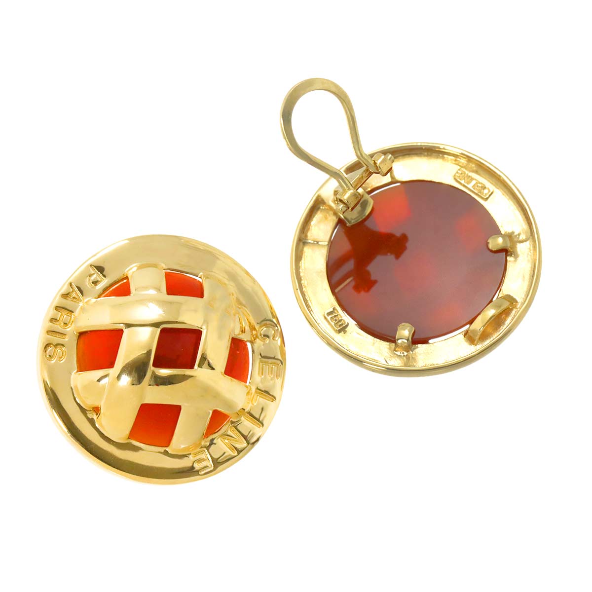 Chalcedony Earrings Clip-on 18K Yellow Gold 750 90301687