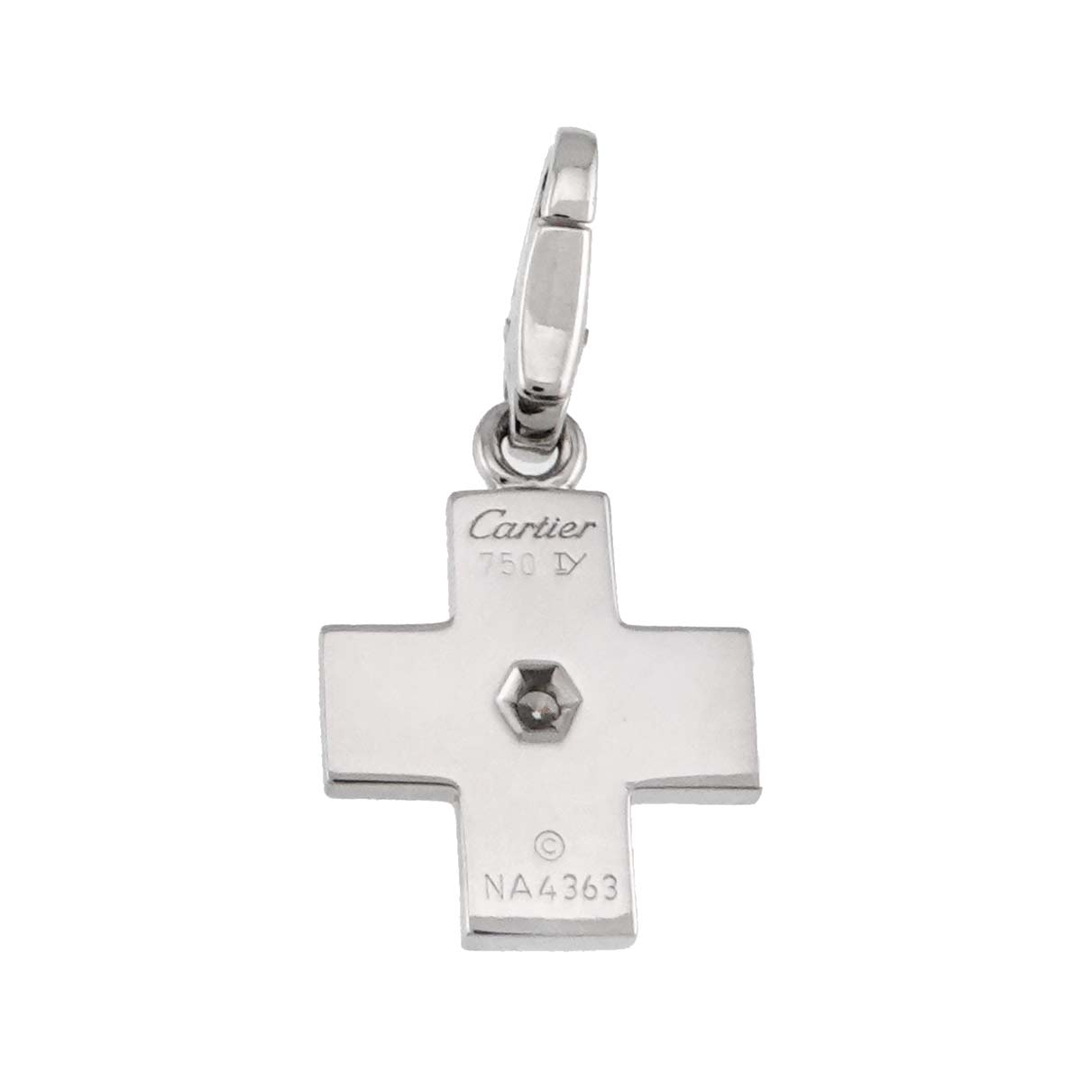 Diamond Cross Motif Charm Pendant 18K White Gold 750