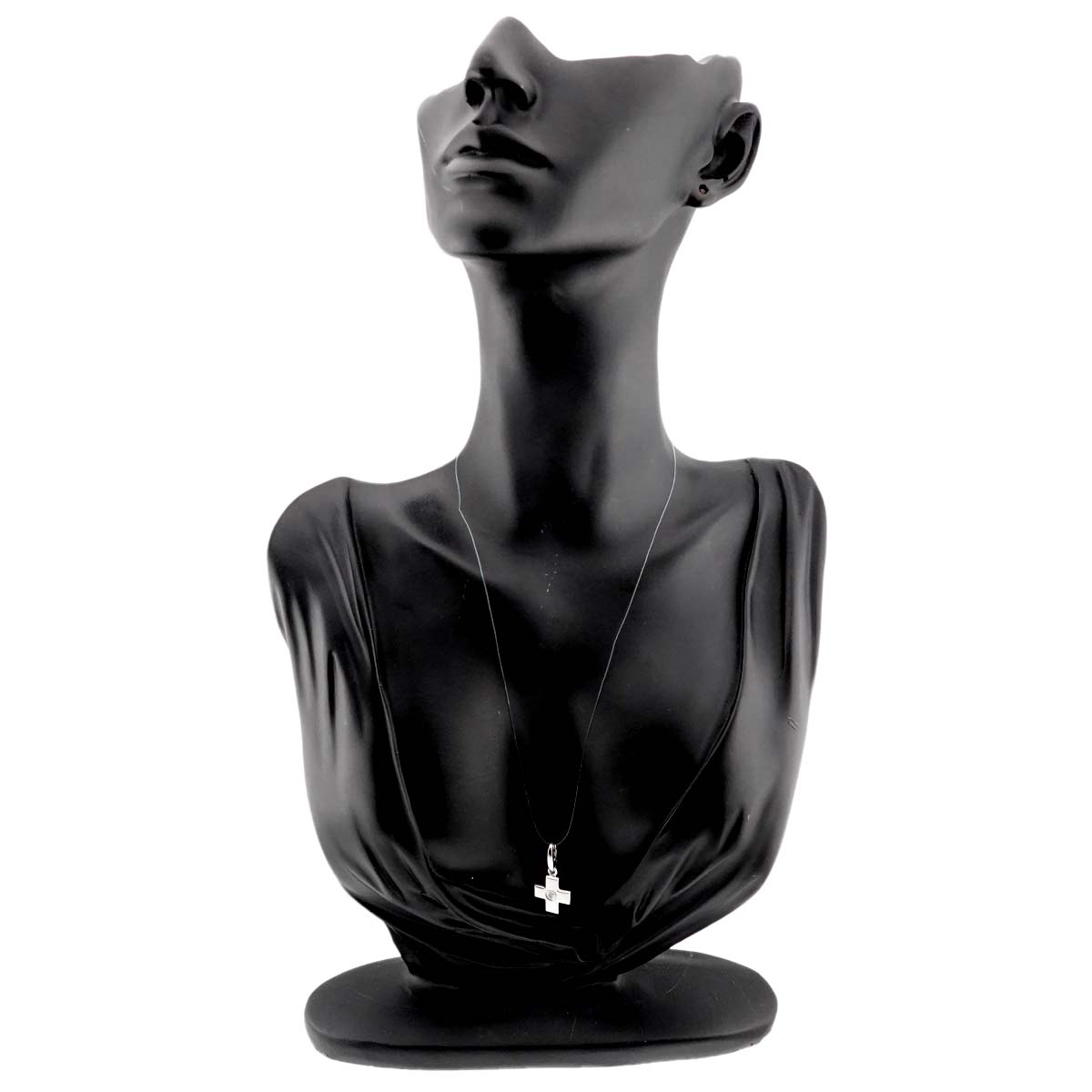 Diamond Cross Motif Charm Pendant 18K White Gold 750