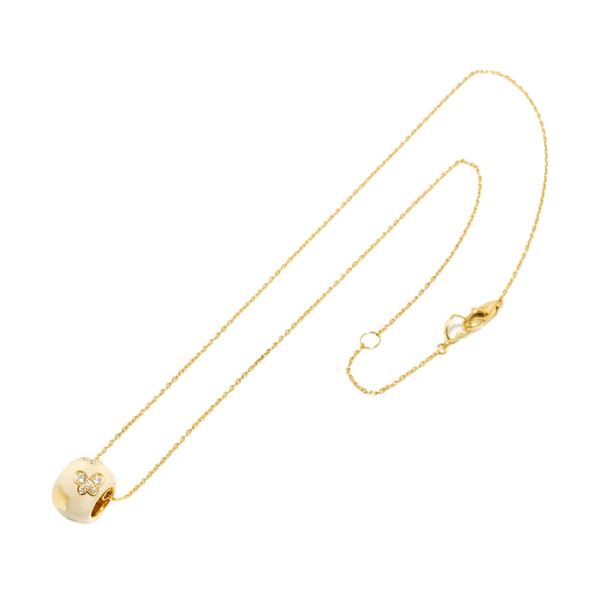 Diamond 0.16ct Enamel Necklace 18K YG 750