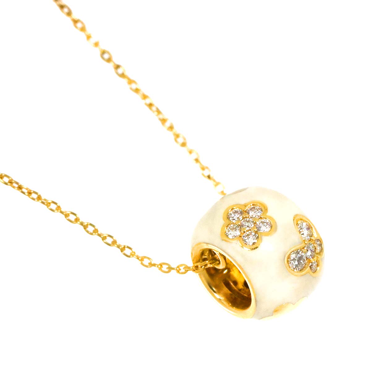 Diamond 0.16ct Enamel Necklace 18K YG 750