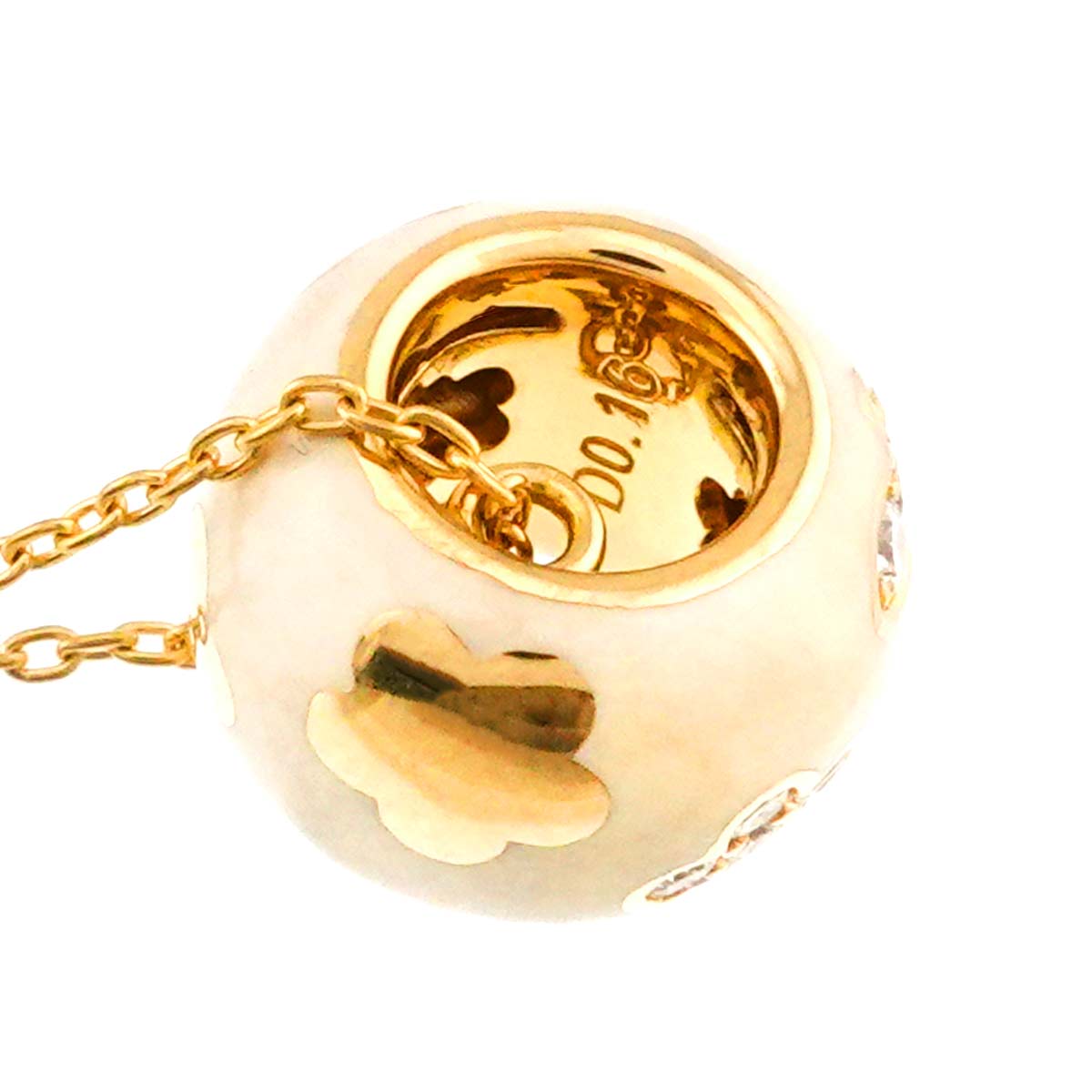 Diamond 0.16ct Enamel Necklace 18K YG 750