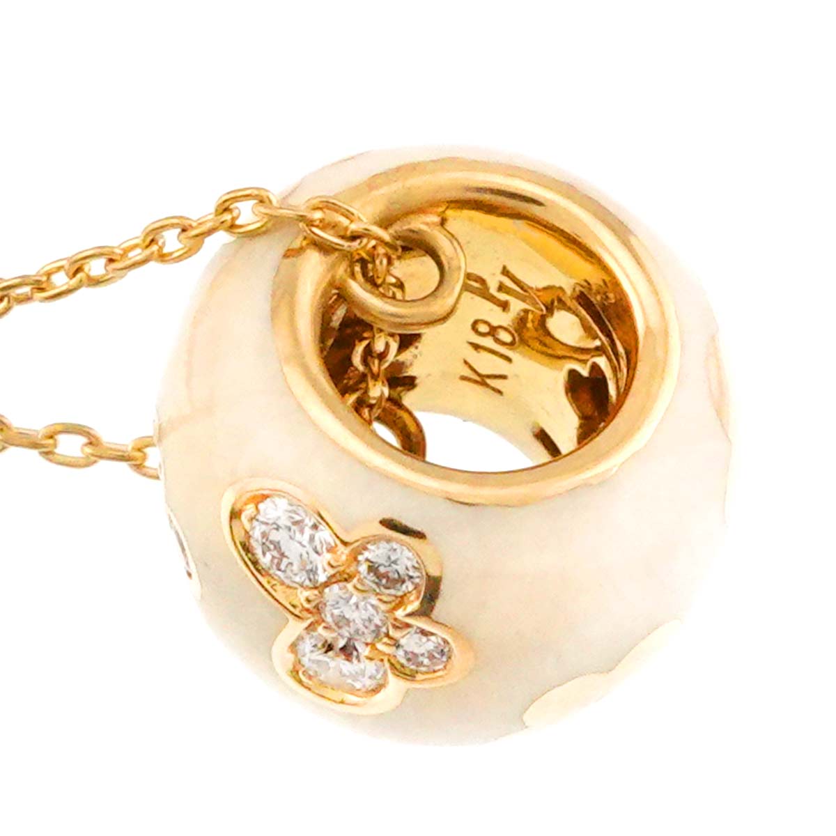 Diamond 0.16ct Enamel Necklace 18K YG 750